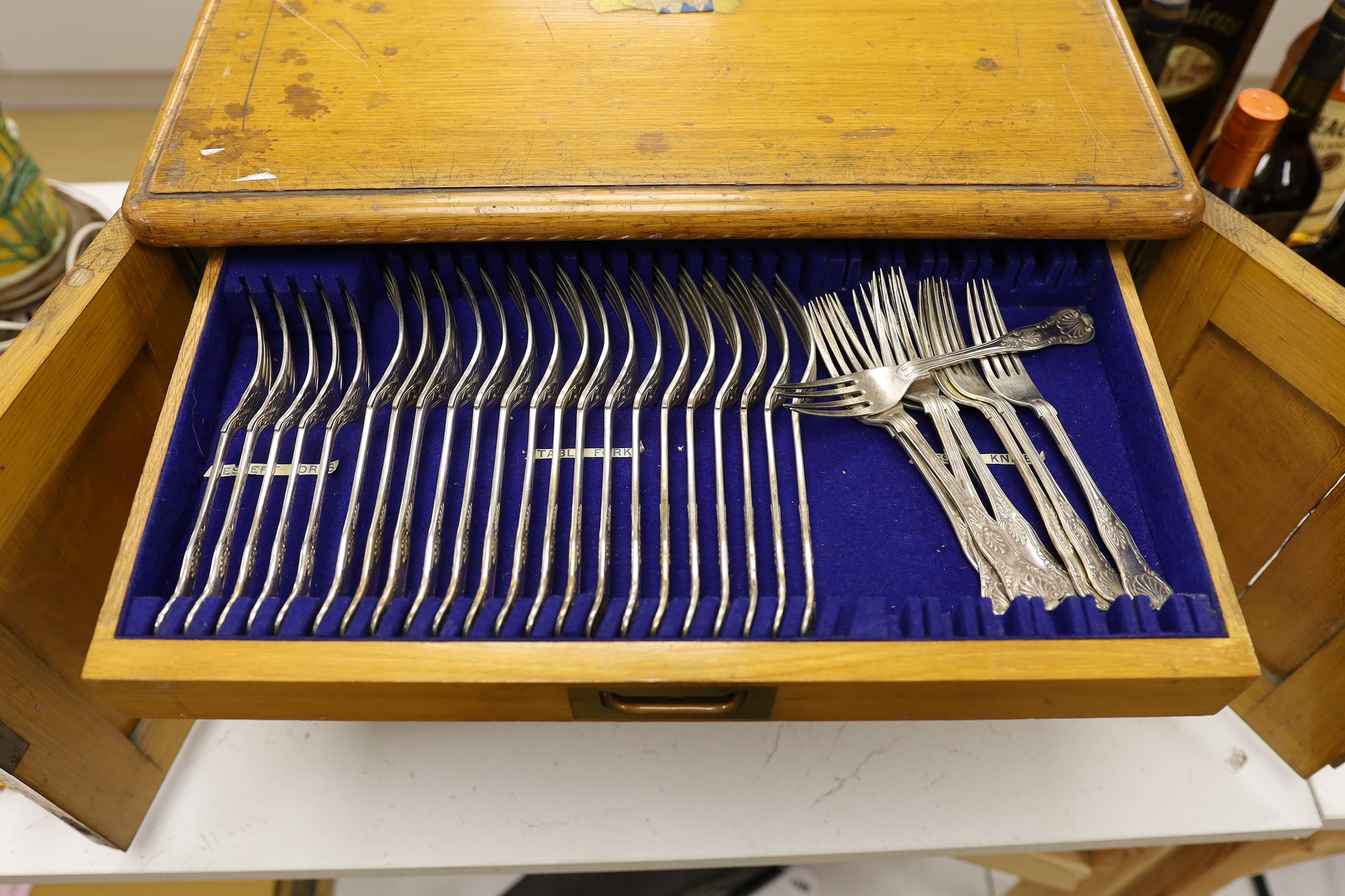 A Walker & Hall canteen of cutlery with bone insets